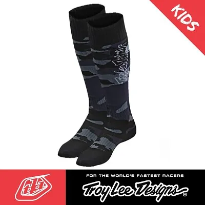 Troy Lee Designs KIDS Motocross Socks Coolmax MX Boot Socks Black Camo Boys M/L • $18.66