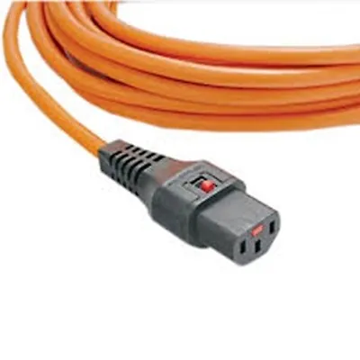 Power Extension Cable IEC C14 Male Plug To IEC C13 Female Lock Orange 1m 1 Metre • £8.04