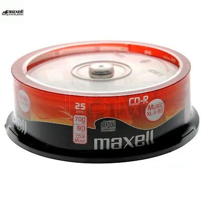 £12.99 • Buy MAXELL CD-R XL-II 80 Min Digital Audio Recordable Music CD Discs Spindle Pack 25