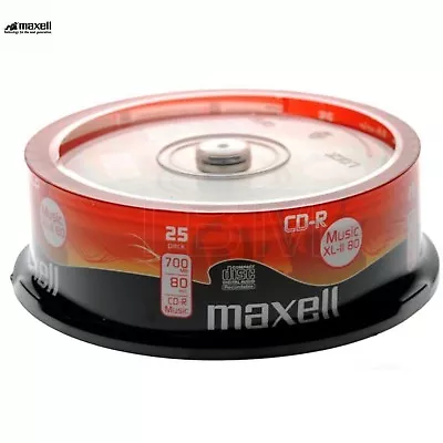 £12.99 • Buy MAXELL CD-R XL-II 80 Min Digital Audio Recordable Music CD Discs Spindle Pack 25