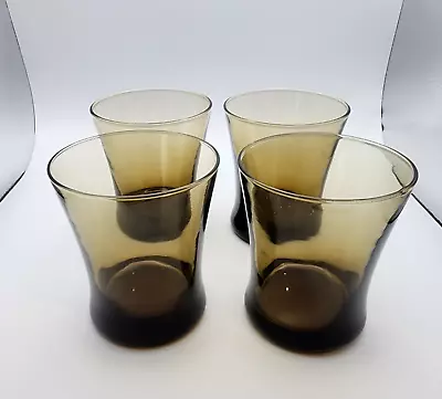 Anchor Hocking Linden Mocha Flat Flared Tumbler Water Glasses 12 Oz Set Of 4 • $24.75