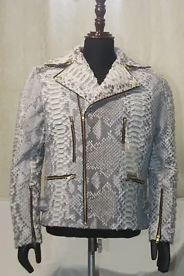 Genuine Dragon King Python Skin Matte  Biker Jacket Coat All Sizes UPto 13XL 74  • $2899