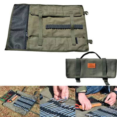 Tent Stake Storage Bag Heavy Duty Canvas Camping Nail Pegs Hammer Pouch Case • $35.62