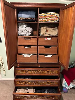 Antique Victorian Armoire With 2 Drawers And 4 Drawers In Cabinet • $6499.99