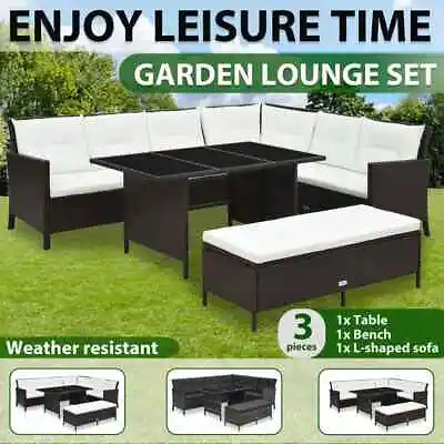 $672.99 • Buy VidaXL Garden Lounge Set Outdoor Sofa Furniture Wooden Patio Setting 3 Piece