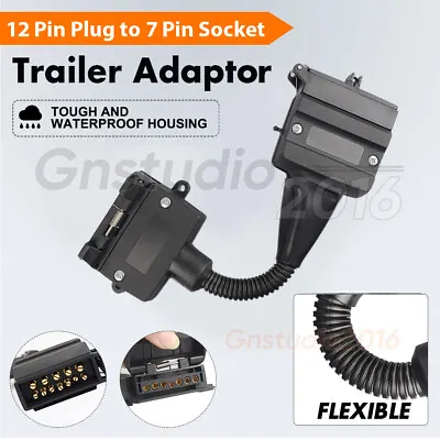 $19.87 • Buy 7 Pin Flat Socket To 12 Pin Flat Plug Trailer Adaptor Ship Caravan Connector AU