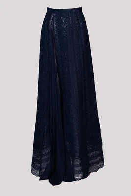 £1249.99 • Buy RRP€2500 ERMANNO SCERVINO Maxi Skirt US4 IT40 XS-S Sheer Lace Pleated Inserts