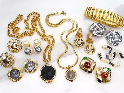 Roman Coin 80s Jewelry Lot Signed Ciner St John Kjl Carolee Gold Gripoix Cabs Xl • $51