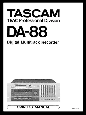 Tascam DA-88 Instruction Manual User Guide Coil Bound 26 Pages • $17.95