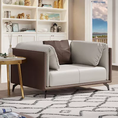 48 In Sofa Leather Couch Loveseat Modern Living Room Sofa With Pillows Bedroom • $869.99