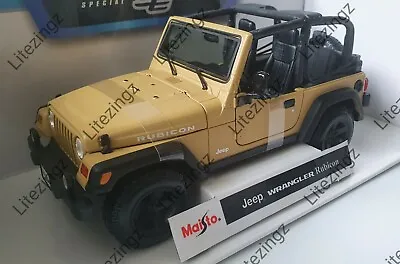 NEW MAISTO 1:18 Diecast Model Car Jeep Wrangler Rubicon In Sand / Tan • £36.95