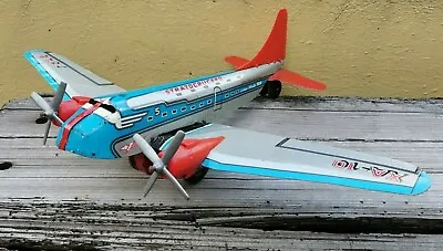 VTG 50's MEXICAN MARX PLASTIMARX TIN SKYCRUISER STRATOLINER FRICTION PLANE WORKS • $199.99