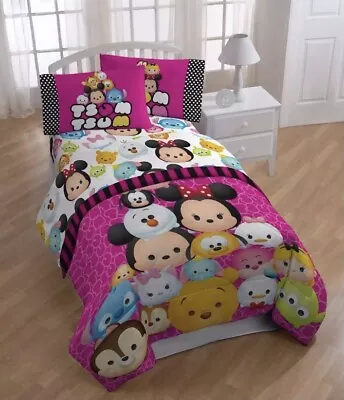 Disney Tsum Tsum 4 Piece Full Sheet Set Bedding Stitch Olaf Tigger Mickey Mouse • $34