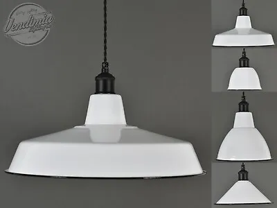 £35.99 • Buy Factory Enamel Light Shade Pendant Coolie White Classic Vintage Industrial