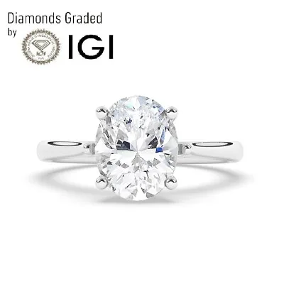 Platinum 2 Carat Oval Cut Lab-Grown IGI Certified Diamond Engagement Ring • £1382