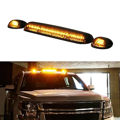 $43.69 • Buy Smoked Lens 3pc Cab Roof Marker Running Lights W/Amber LED Lamps For Truck SUV