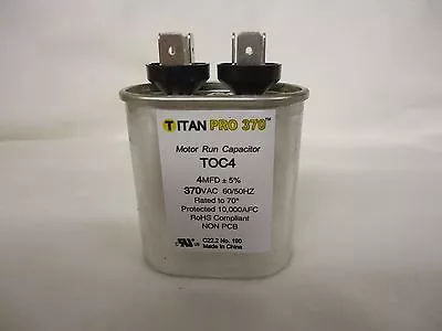 Packard Titan Pro TOC4 4 MFD - 370 VAC Oval Motor Run Capacitor • $5.95