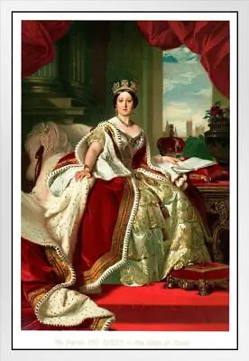 Queen Victoria Portrait White Wood Framed Poster 14x20 • $39.98