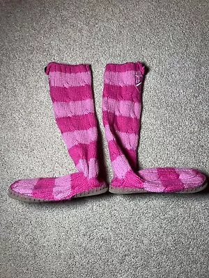 Victoria Secret Pink Sweater Knee High Slipper Mukluk Boots Women Sz Medium 7 8 • $49.99