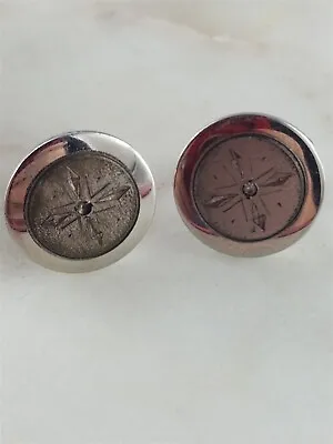 Kreisler USA Vintage Sterling Silver Diamond Round Cufflinks Cuff Links 14 Grams • $20