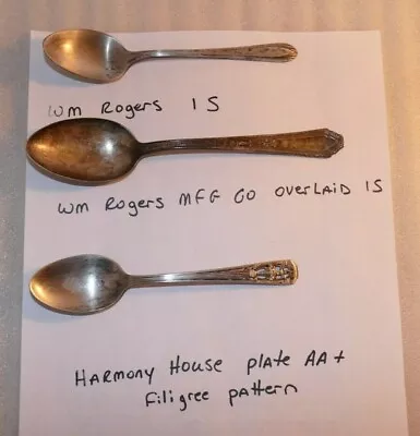 Vintage HARMONY HOUSE AA+ Filigree Plus WM Rogers IS Overlaid 3 Spoon Lot • $9.95