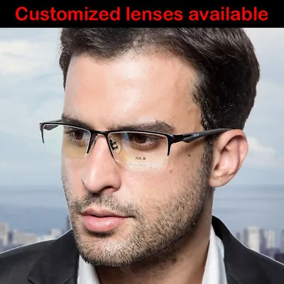 Mens Metal Eyeglass Frames Designer Glasses Half Rimless Flexible Sporty • $16.64