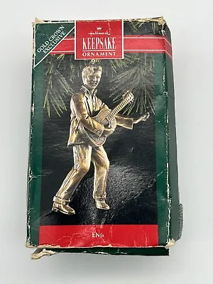 Hallmark 1992 Brass Plated Elvis Presley Keepsake Christmas Ornament Boxed • $5.39