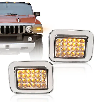 For 2003-2009 Hummer H2 Base Pair Front Chrome LED Turn Signal Light • $29.50