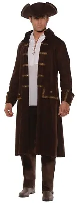 Brown Pirate Coat Adult Mens Costume Long Halloween Buccaneer • $57.99
