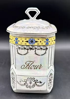 Vintage Victoria Czechoslovakia Flour Container Luster Ware • $15