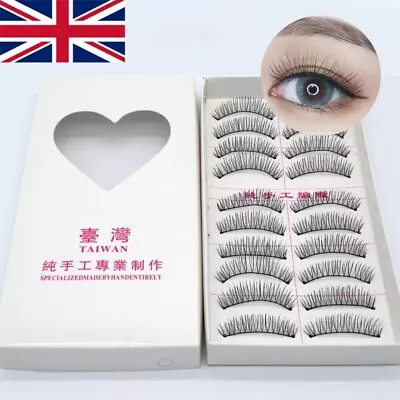 10 Pairs Natural Look False Eyelashes Reusable Short Lashes Wispy Fluffy Lashes • £4.29