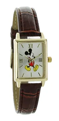 NIB Disney Rectangle Mickey Mouse Leather  Band  Petit Watch #5297 • $36.99