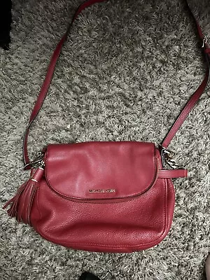 MICHAEL KORS BEDFORD Tassel RED  Pebbled Leather FLAP SHOULDER BAG Handbag • $30