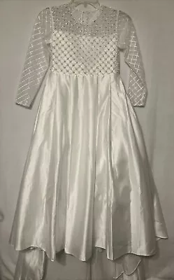 Abao Sisters Pageant Dress Girls Size 10/11 Princess Bride Wedding White New Tag • $39.99