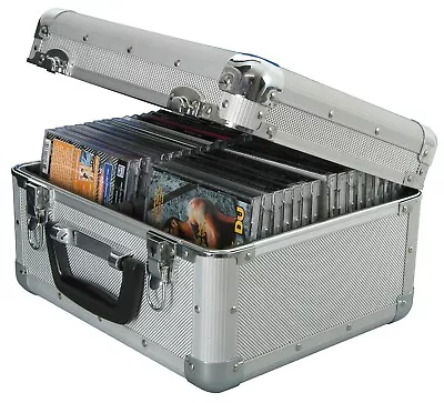 Aluminium Metal CD Storage Box Flight Carry Case - Holds 40 - With Lock & 2 Keys • £37.88