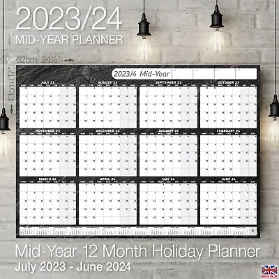 £3.49 • Buy 2023/2024 Mid-Year Planner Annual Wall Chart 12 Months Academic Student Uni+Gift