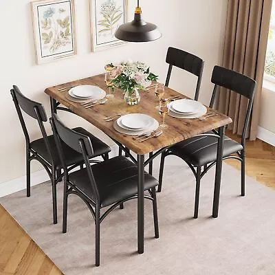 5pcs Contemporary Dining Set Table With 4 Chairs Compact Kitchen Seating • $147.52