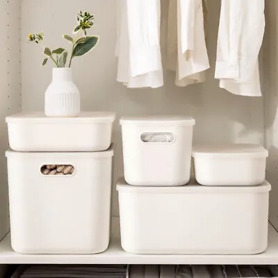 Stackable Wardrobe Organiser Storage Boxes With Lid Shelf Rack For Pantry Closet • £5.95