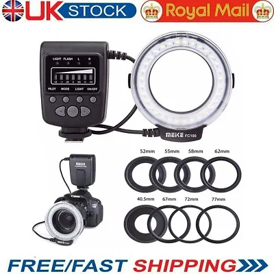 LED Macro Ring Flash Light For Nikon Canon Olympus DSLR Camera With Lens Adapter • £23.99