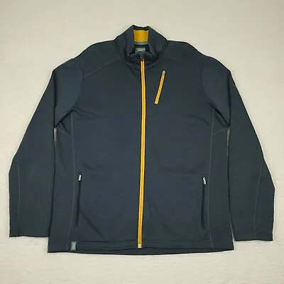 Icebreaker Merino Jacket Mens Large Gray Yellow Wool Full Zip Mock Neck Pockets • $44.99