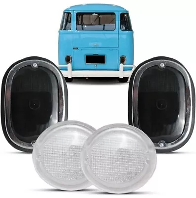 $75 • Buy PAIR SMOKED Tail Light ASSEMBLY + TURN SIGNAL LENS 1962-71 Vw Bus 