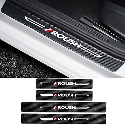 4Pcs For Ford F150 Roush Carbon Fiber Leather Sticker Car Door Sill Protector • $14.99