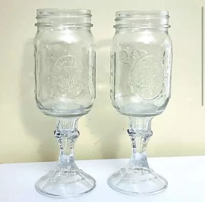 Set Of 2 Country Mason Jar Wine Glasses. • $19.99