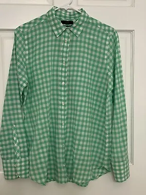 J. Crew Perfect Shirt Pastel Green With White Check Gingham Boy Size 6 • $15