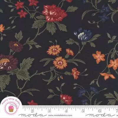 Moda CLOVER BLOSSOM FARM 9710 19 Black Mulc Floral  KANSAS TROUBLES Quilt Fabric • $6.40