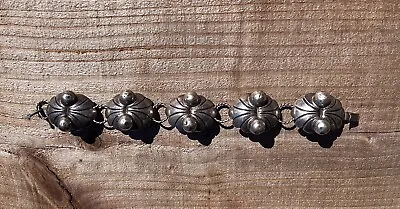 Vintage Mexico Mid 1950’s Sterling Silver Bar Link Bracelet 7.7” Eagle 3 • $39.99