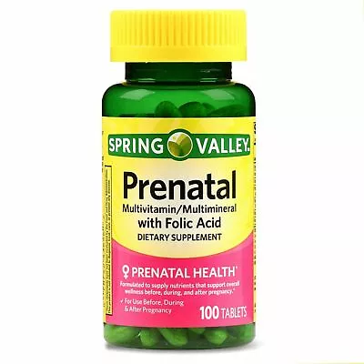 Spring Valley Prenatal Multivitamin/Multimineral & Folic Acid Tablets 100 Ct • $9.99