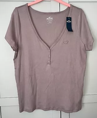 Hollister Ribbed V Neck Henley Tee Womens Size Xxl 16 18 Bnwt • £7.99