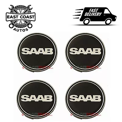 4 X Black Saab 62mm 63mm SAAB Alloy Wheel Centre Hub Caps Fit 9-3 9-5 93 95 • $19.91