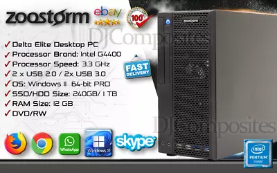 Zoostorm Delta Elite PC Intel Pentium G4400 @ 3.30GHz 12GB/RAM SSD/240GB+1TB HDD • £69.99